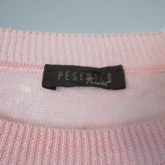 Pink Linen & Cotton PESERICO Italy Sweater with 3/4 Sleeves-----Size 40 / Medium - Picture 3 of 6